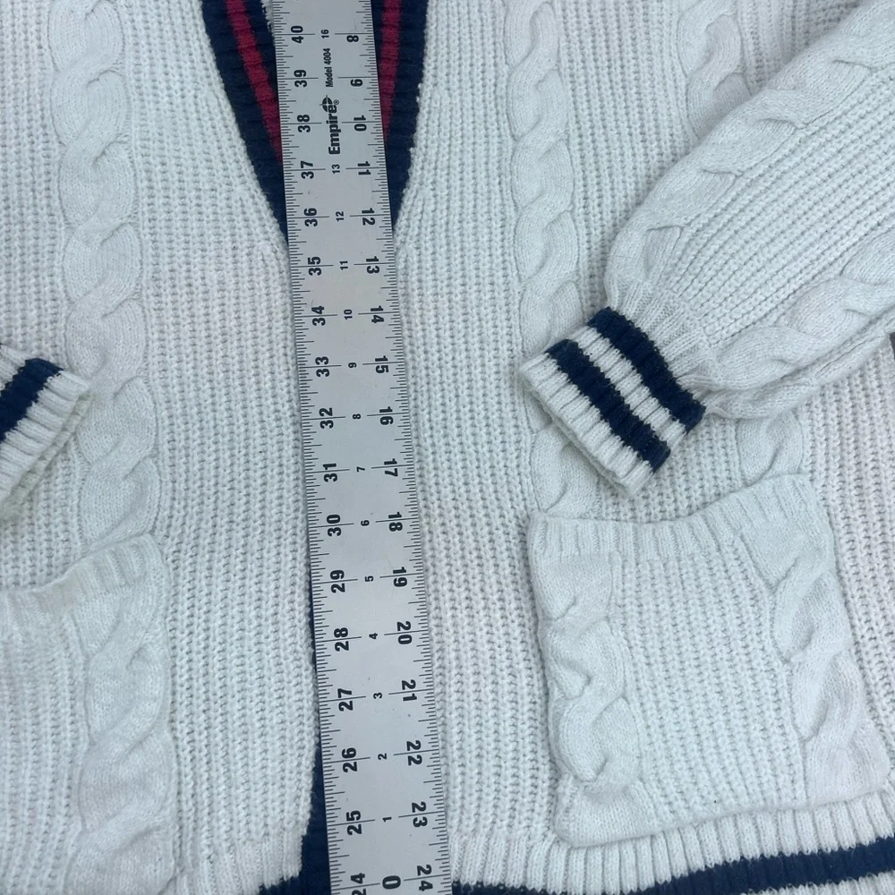 American Eagle Outfitters White Knit Oversized Boyfriend Cardigan
